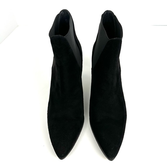 Stuart Weitzman Black Suede Leather Scoop Chelsea Ankle Boots Size 6.5 - Picture 3 of 16